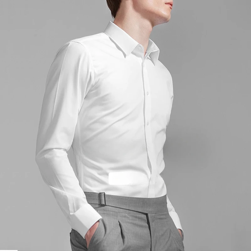 

Деловая рубашка, мужской облегающий деловой костюм с длинным рукавом, Рабочая Униформа для интервью, белая рубашка высокого качества