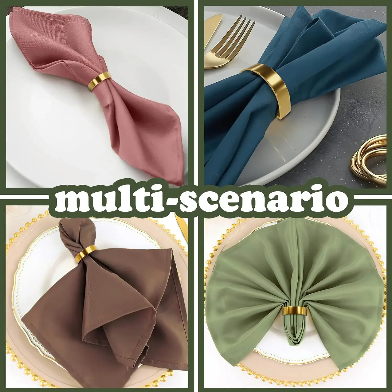 Napkin Ring 1/6/24/96Pcs Cuff Brushed Gold Napkin Rings Holder Wedding Banquet Metallic Adornment Table Settings Glossy Serviette Buckles