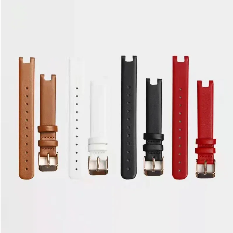 Waterproof Genuine Leather 14MM Watch Band with Stainless Pin Buckle Replacement Strap