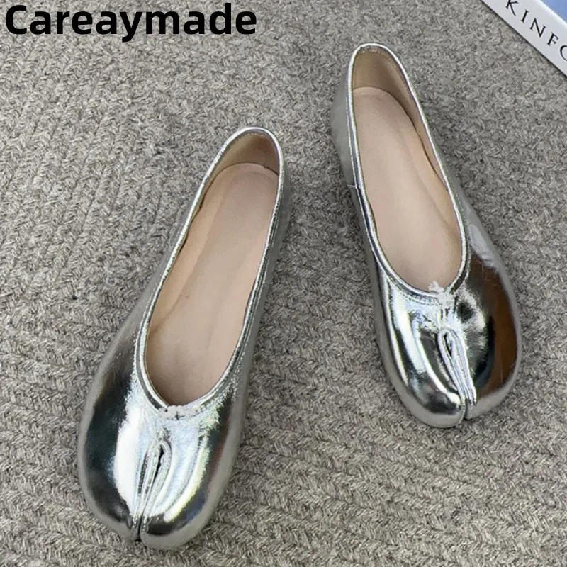 

Careaymade-Genuine leather women shoes Summer New Solid Cowhide Split Toe Fltas Shallow Cut comfortable Women's Singles Shoes