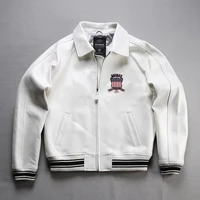 Men's Genuine Leather Flying Suit Jacket French Sheepskin Large Size Autumn Winter Warm Coat 1
