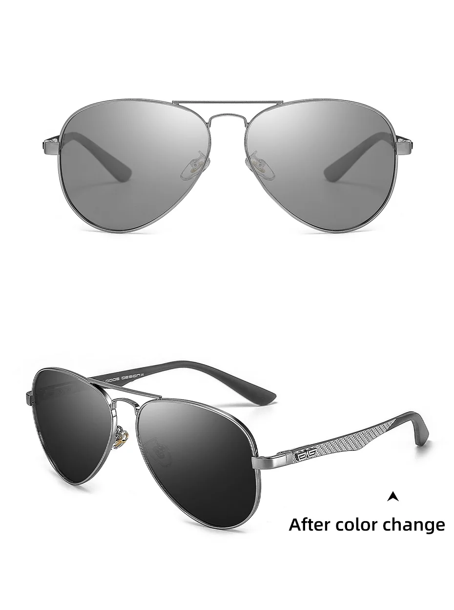 CAPONI Pilot Sonnenbrille Kohle faser Arm Sonnenbrille für Männer photo chrome polarisierte Doppelbrücke Marke Design Brille bs3110 – Detail 20