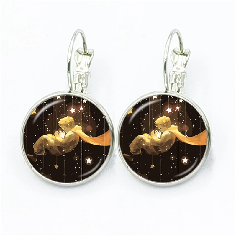New Arrival Le Petit Prince Round Stud Earring The Little Prince Jewelry Fairy Tale Glass Cabochon Womens Earrings Gift 5
