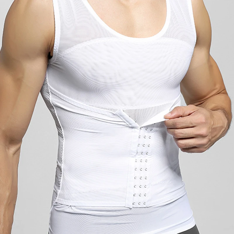 Mens Body Shaper Compressão Camisas Abdomen Shapewear Tummy