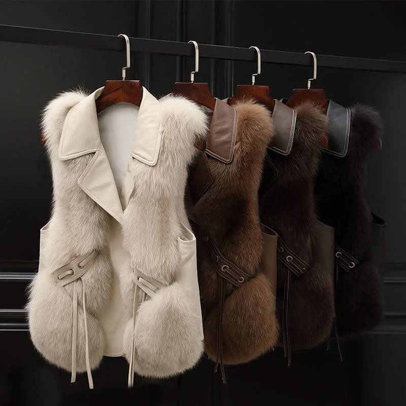 Minimalist Korean Version Fur Vest Women Short Jacket With Lazy Style Patchwork Imitation Fox Hair Vest Fashionable Young Style