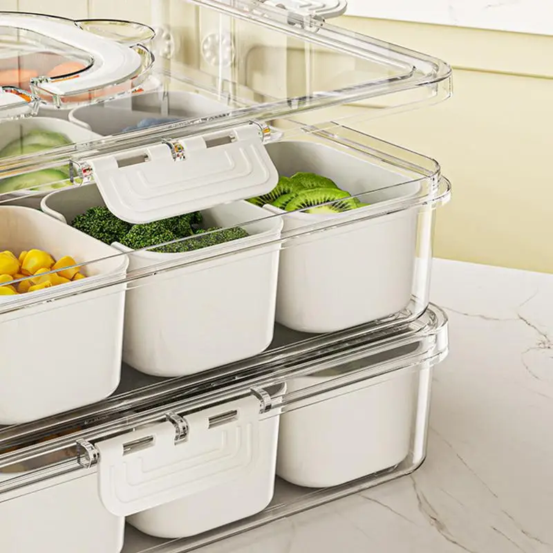 

Divided Snack Tray With Lid Serving Tray With Handle And Lid Snack Box Compartment Food Storage Box Snack Platters Fruits Box