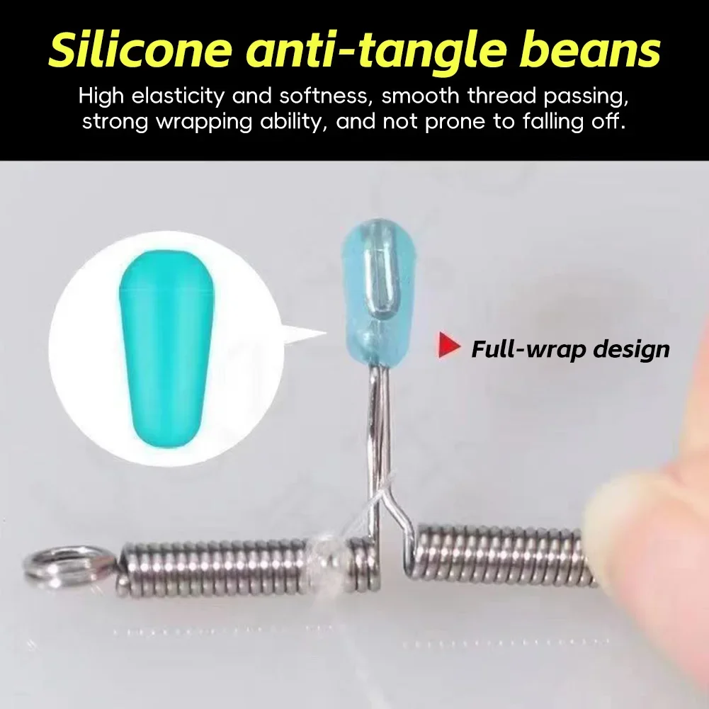 10pcs Stainless Steel Spring Rope Swivel Bifurcation Eight Type Fishing Line Space Tying Tool Double Hook Balance Rigs Hooks