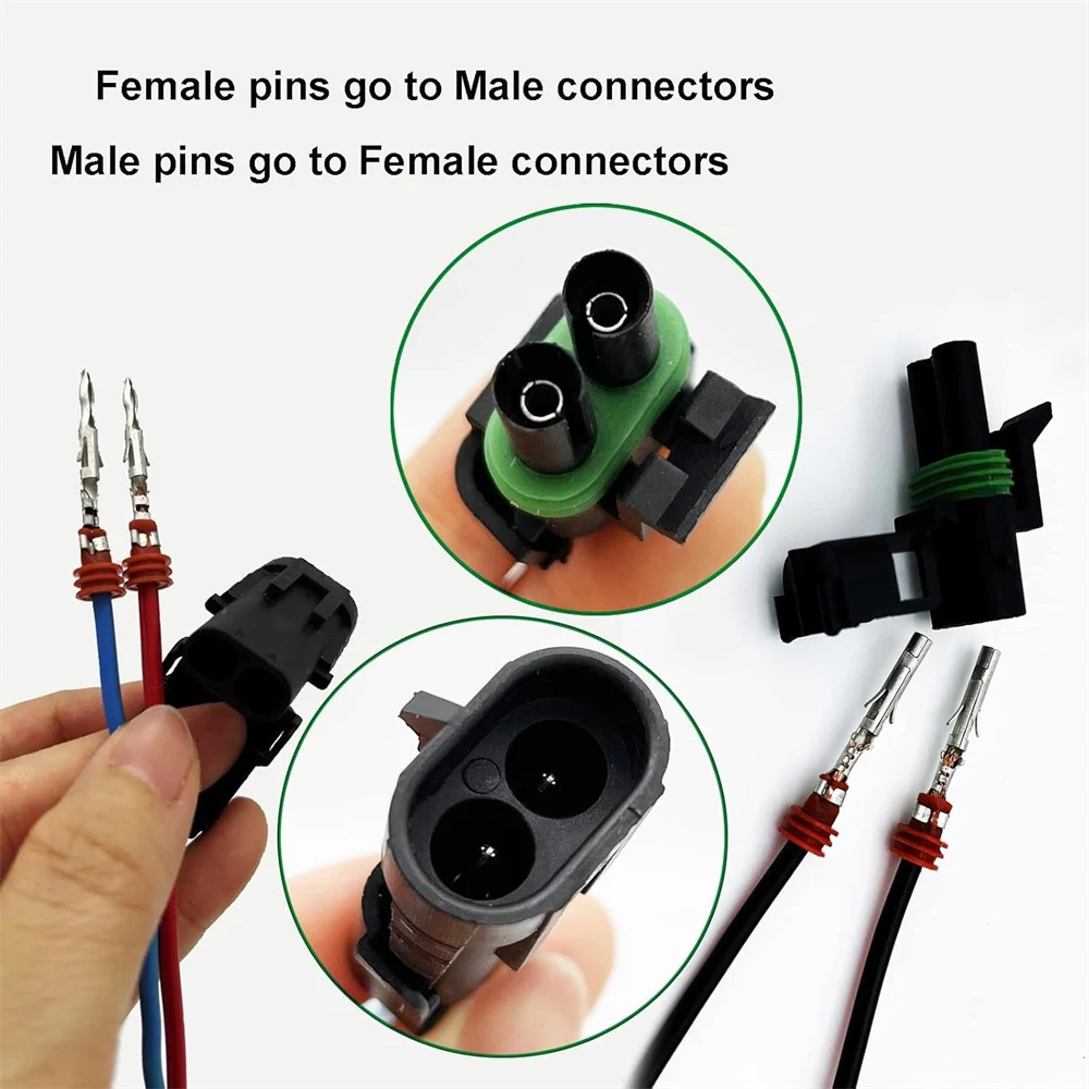 10er-Set 2,5mm Wasserdichte Elektrische Kabelverbinder 2-Pin Weather Pack GM Automotive Buchse Stecker 18-14 AWG für Delphi – Detail 4