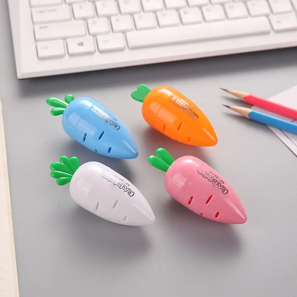 

Cartoon Carrot Pencil Sharpener Portable Cute Mini Home School Stationery Supplies Gifts for Children Students Color Random