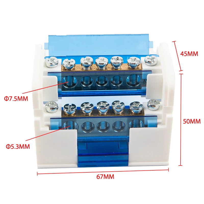 WKH207 Power Distribution Box Modular Screw Connection Block Universal Electric Wire Junction Box Rail Terminal Block din rail distribution box din rail terminal block