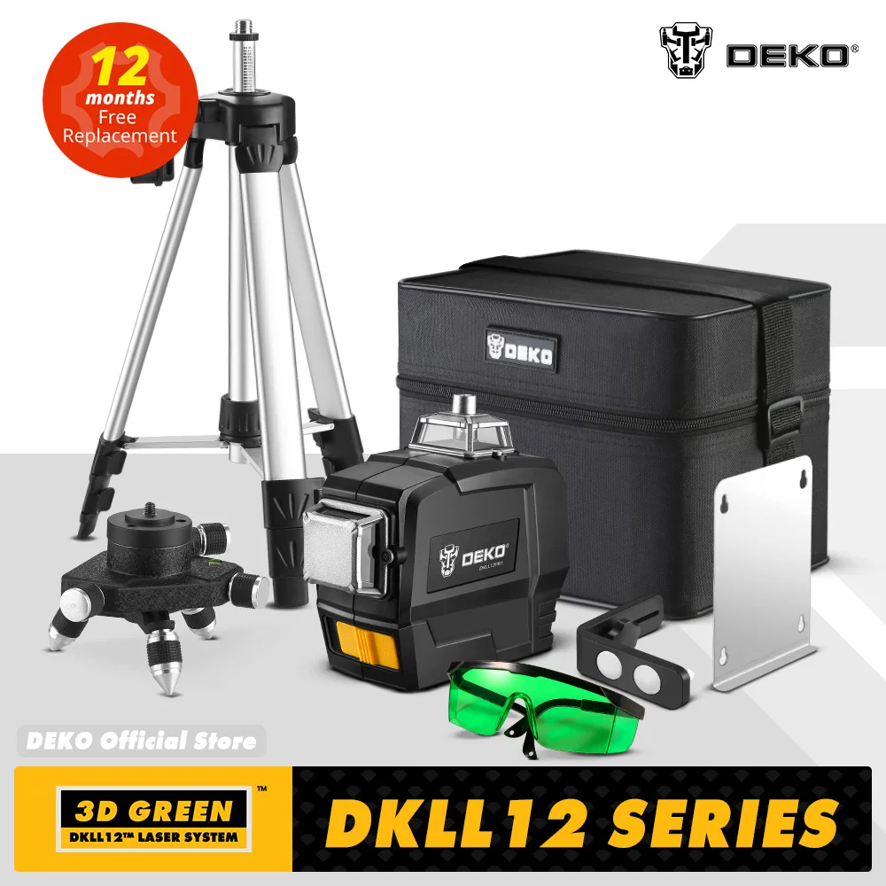 다이나믹 에어쿠션 데코 DKLL12PB1 SET1/2 12 라인 3D 녹색 레이저 레벨 수평 수직 크로스 라인 자동 셀프 레벨링 ...