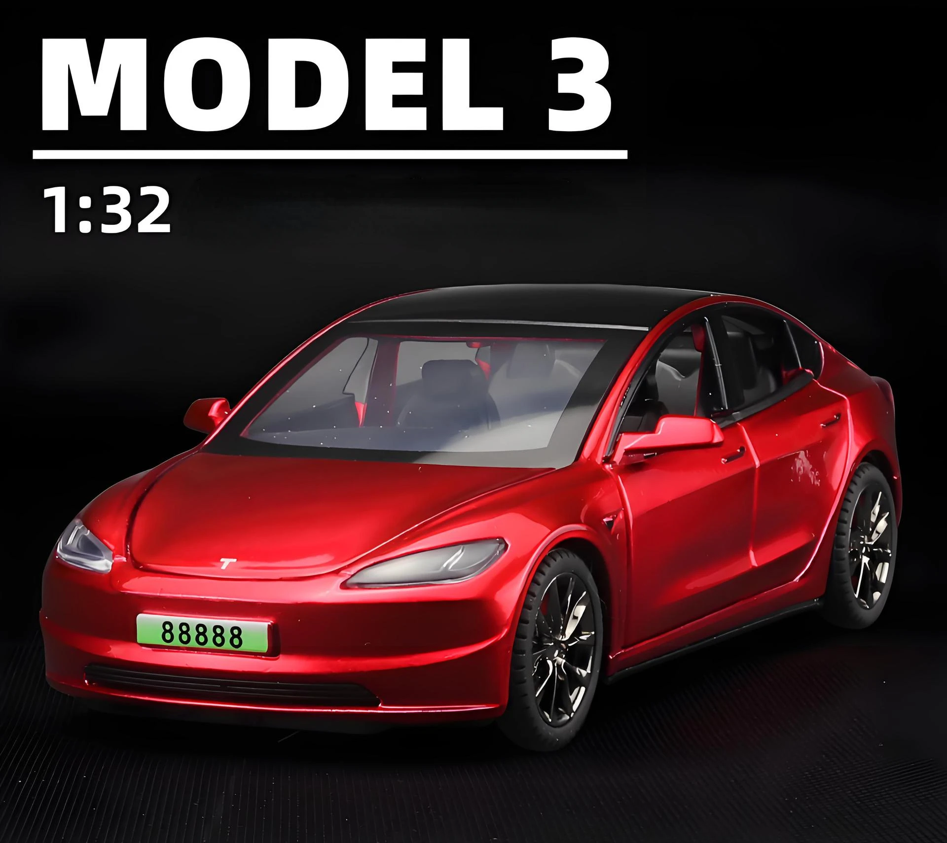 2024 New 1:32 for Tesla Model 3 Diecast Alloy Car with Sound