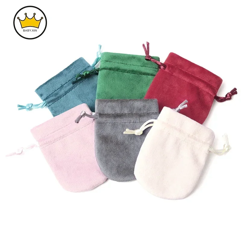 

10 PCS Storage Pouches Ring Necklace Bags Round Bottom Velvet Bundle Pocket Jewelry Bag in Stock