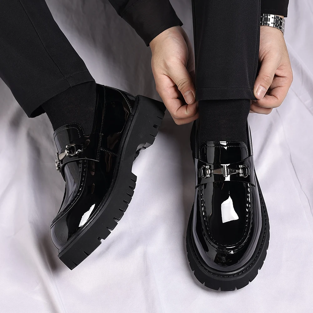 Fashion Casual Men Thick Sole, Penny Loafers Man Slip-On, For Business Dress Shoes - Uniqwear