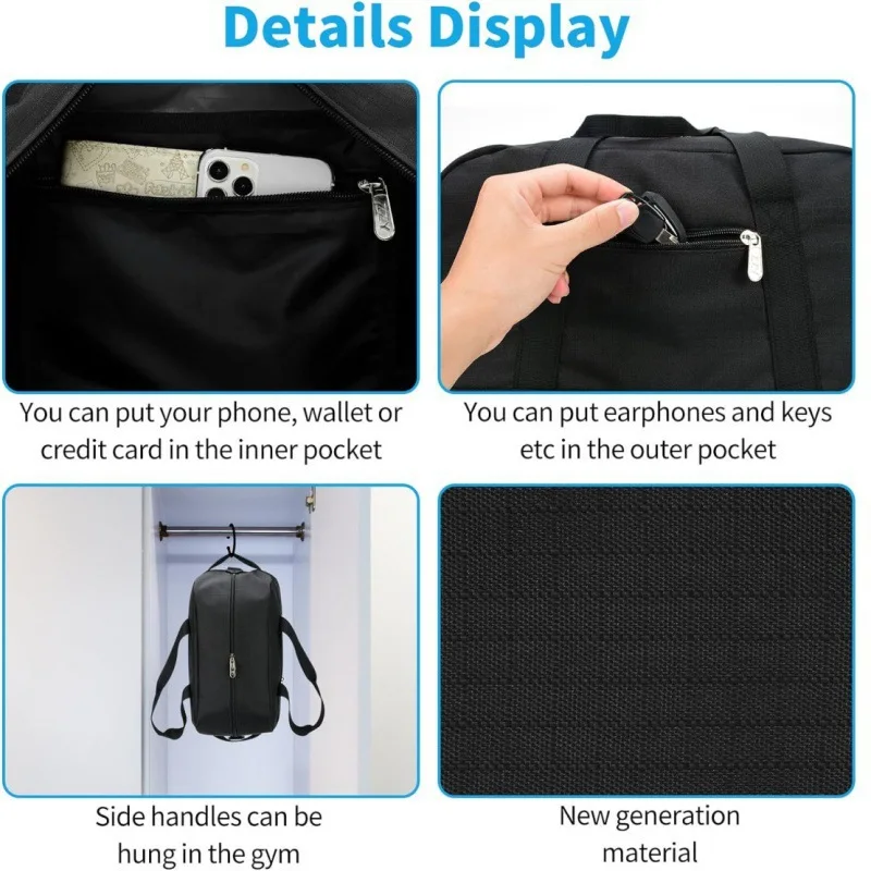 14 Inch Small Gym Bag Lightweight Large Capacity Carry on Bag with Adjustable Length Shoulder Strap Durable Mini Duffle Bag
