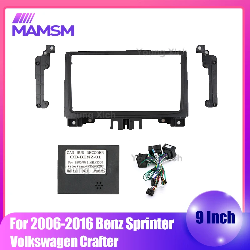 9 Pollici Car Dvd Frame Audio Dash Trim Kit Facia Panel Radio Player Screen 2 Din Per 2006-2012 Benz Sprinter/Volkswagen Crafter