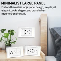 T&I Tempered Glass DIY Modular Wall Plate 2x4 inch, NEMA 5-15R Duplex Outlet, Combination with US/EU/Italy/Chile Socket Modules 2
