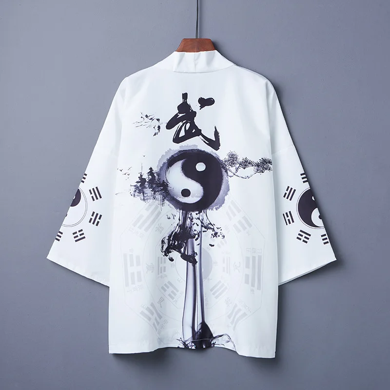 Uchiha Itachi Cosplay Costume Japanese Kimono Cardigan Print Crow Loose Blouse Shirt Haori Obi Asian Clothes Harajuku Streetwear