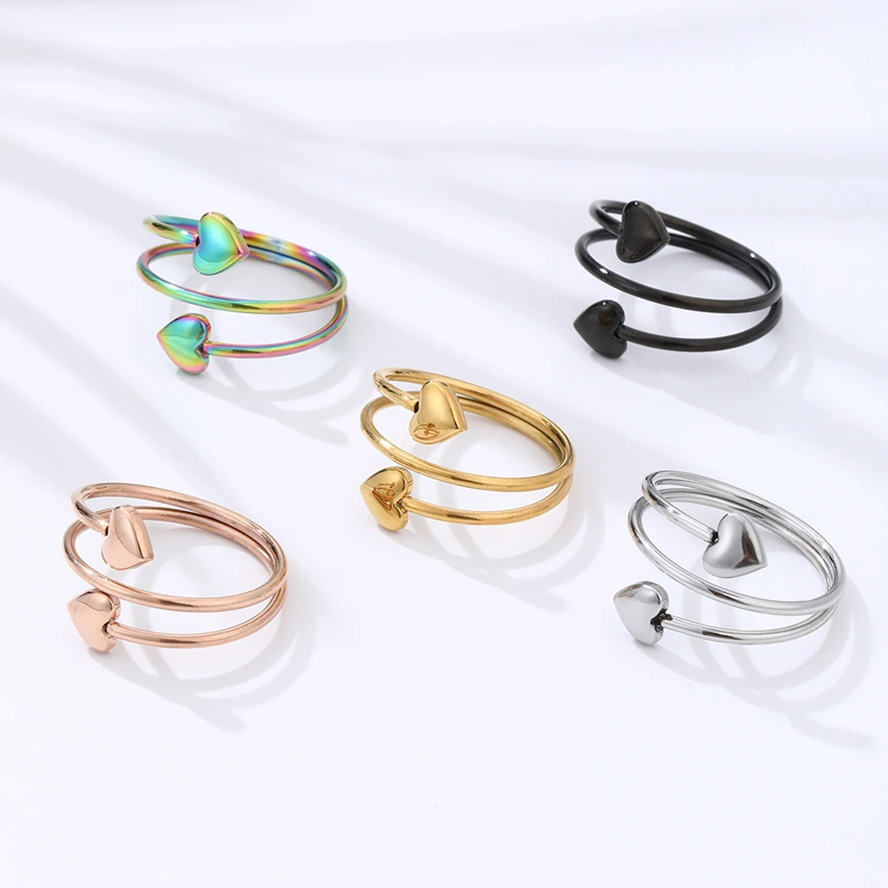 Fashion Rings for Women Stainless Steel Magnetic Rings Adjustables Love Heart Jewelry Present