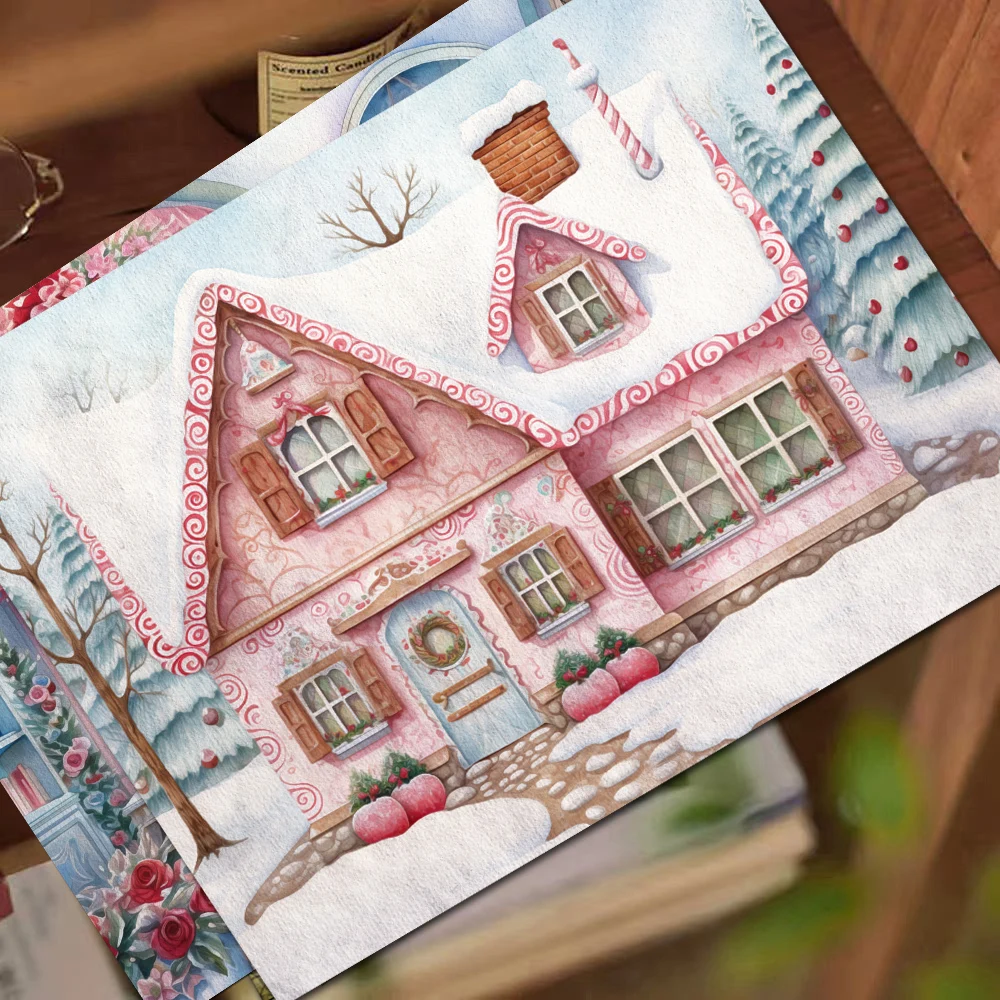 Scrapbooking Paper 54pieces Christmas DIY Writable Background Paper Set with Sticker for Arts Crafts Scrapbooking Supplies