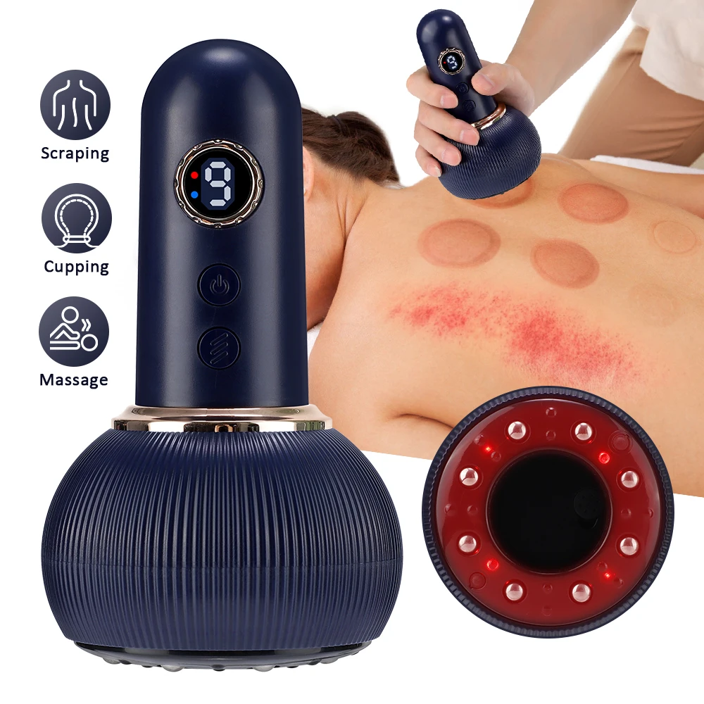 Electric Meridian Brush/Scraping Cupping Massager, Lymphatic Drainage,Heating Gu