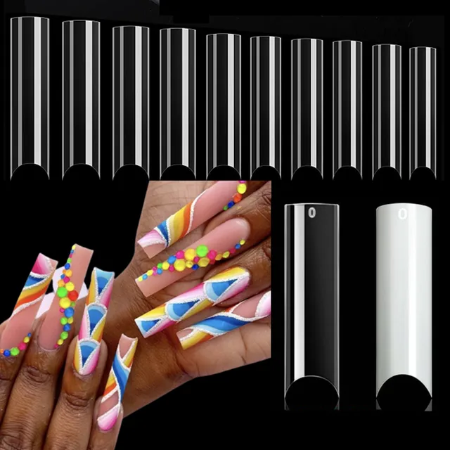 500Pcs XL Nail Tips: Natural & Clear False Nails