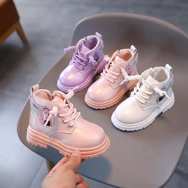 

Autumn Winter Rain Boots Short Boots Boys Children Sport Shoes Girls Fashion Boots England Leather Shoes Snow Boot New Sneakers