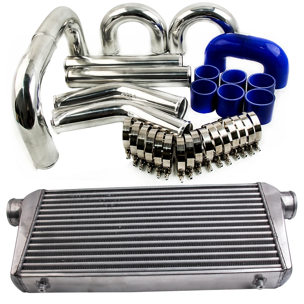Universal 600x300x76mm intercooler + 76mm 3" aluminium pipe + Silicone Hose Kit