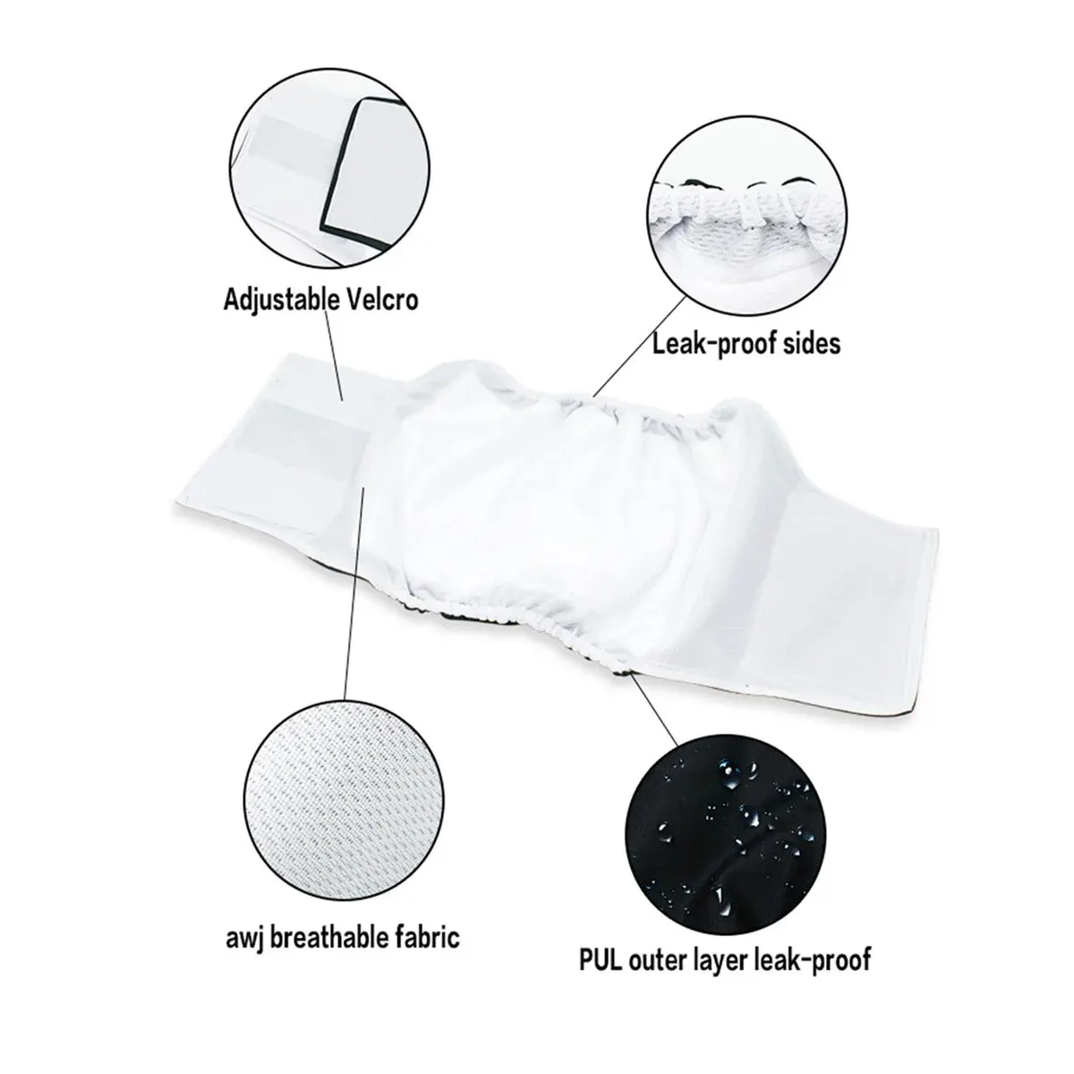 Washable High Absorbency Male Dog Belly Band & Reusable Puppy Wrap