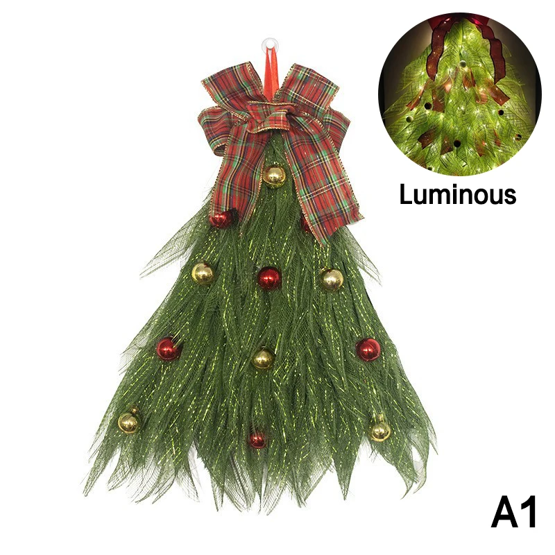 thumbnail image 1 of 1 pieza de guirnalda de decoración de lazo para árbol de Navidad, para colgar en la puerta de invierno, regalo para el hogar, accesorios luminosos para suministros para fiestas navideñas, 1 of 5