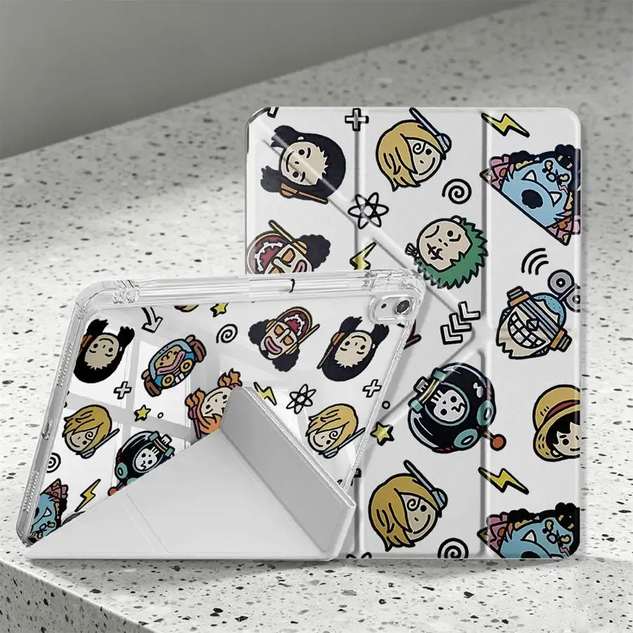 Cute Cartoon One Piece Tablet Case with Pen Slot Cover