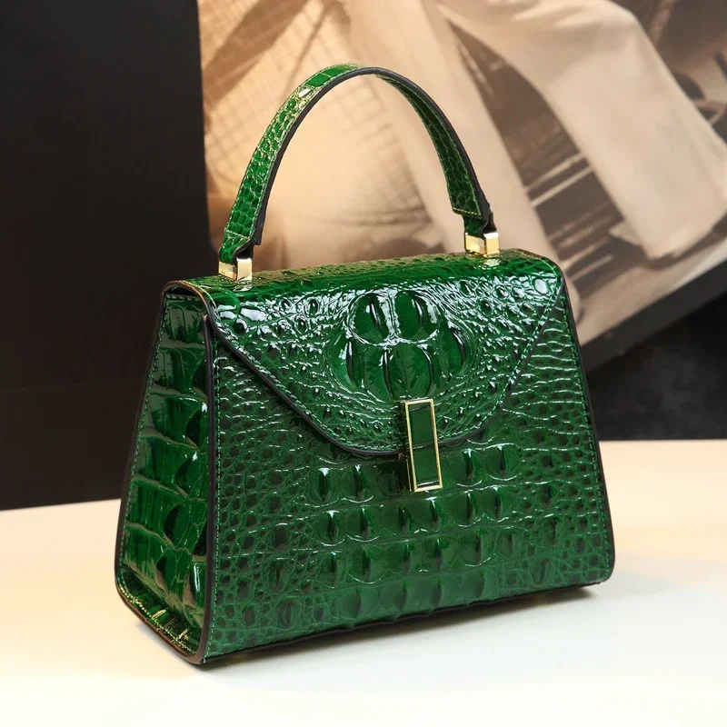 

Fashion Crocodile Pattern Women's Bag Genuine Leather Portable Handbag Small Square Crossbody Shoulder Bag Casual Messenger Bags