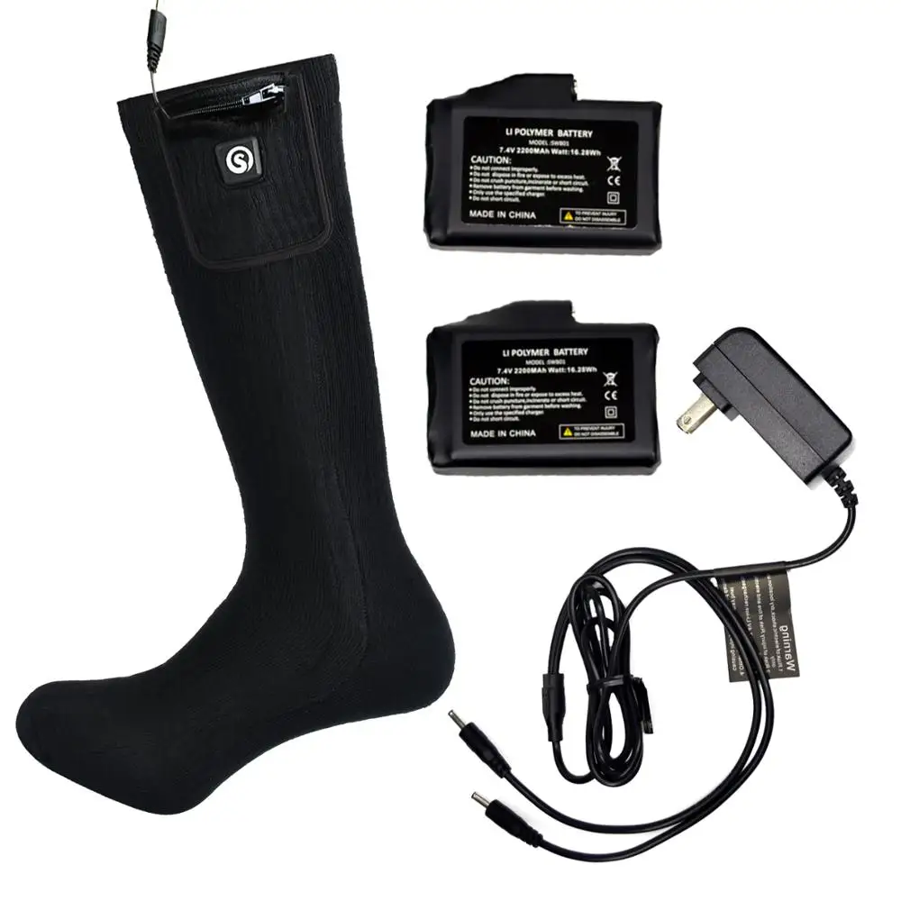 Savior Heat Winter Warm Electric Heated Socks 7.4V 2200mAh Battery Powered Thermal Socks For Sports Camping Riding Hiking