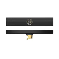 สีดํา 304 สแตนเลสสตีลยาวแถบท่อระบายน้ําห้องน้ําท่อระบายน้ําทองแดง Core Anti-กลิ่นระบายน้ํา 20-100 ซม. 5