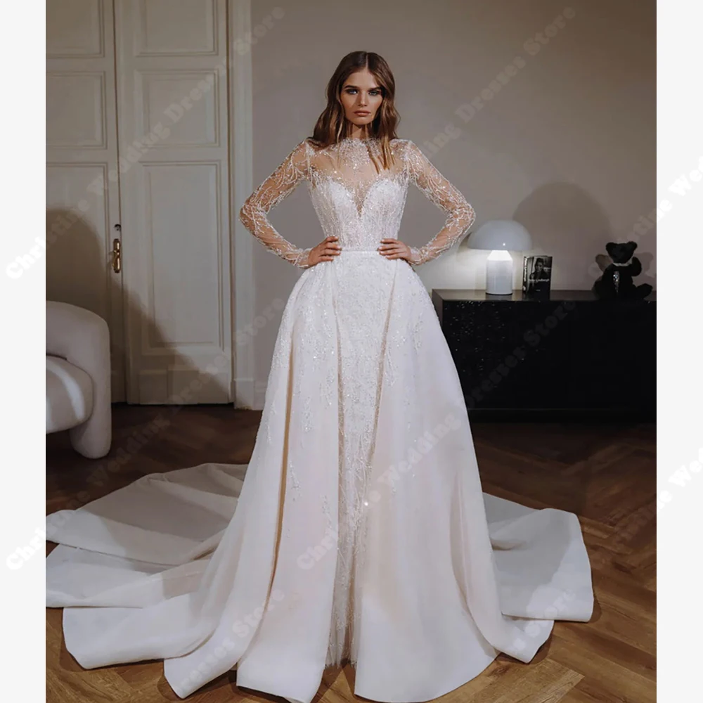 

Женское свадебное платье It's yiiya, белое платье трапециевидной формы с высоким воротом и кружевной аппликацией на лето