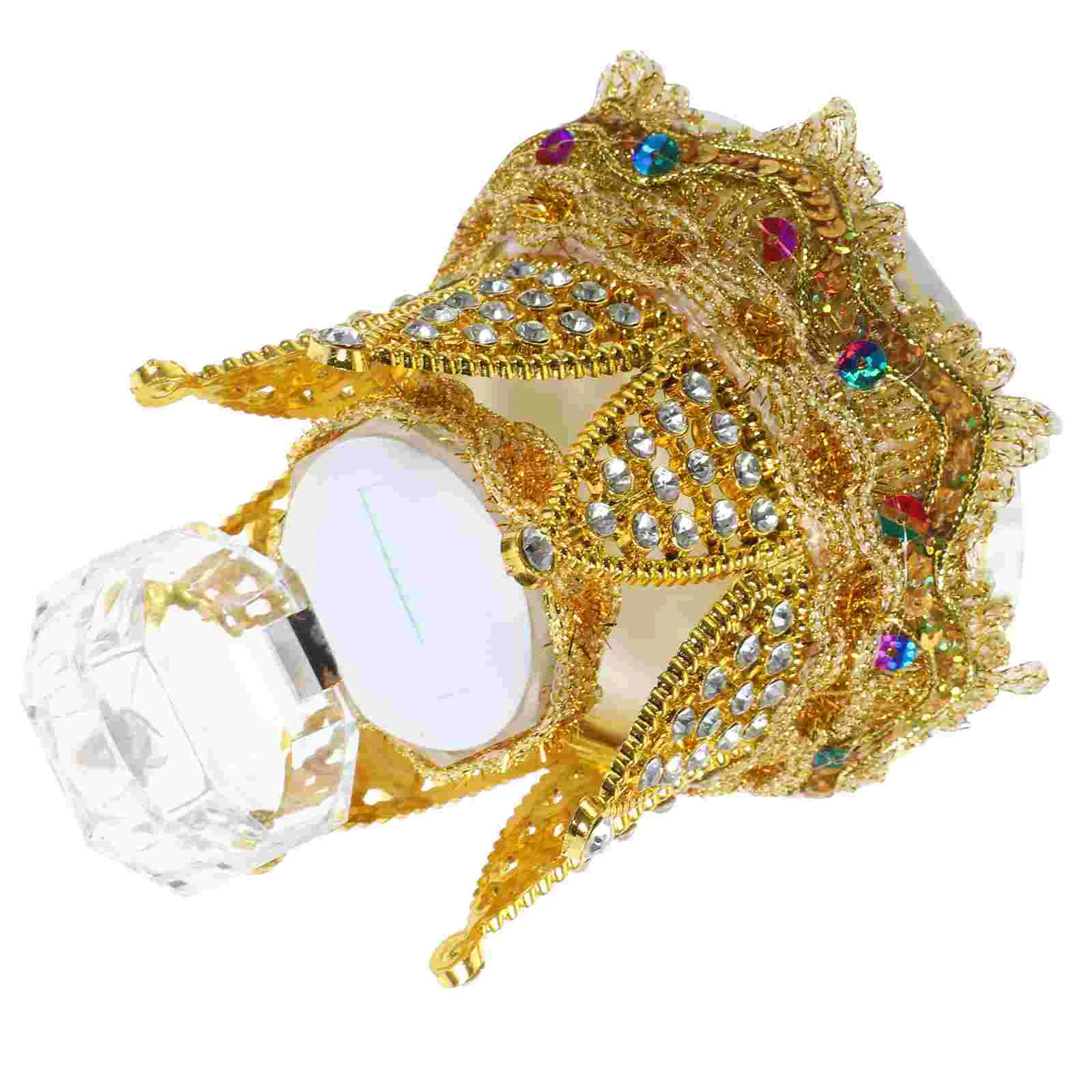 

Crown Shaped Ring Box Shiny Inlaid Rhinestone Ring Box Wedding Ring Case