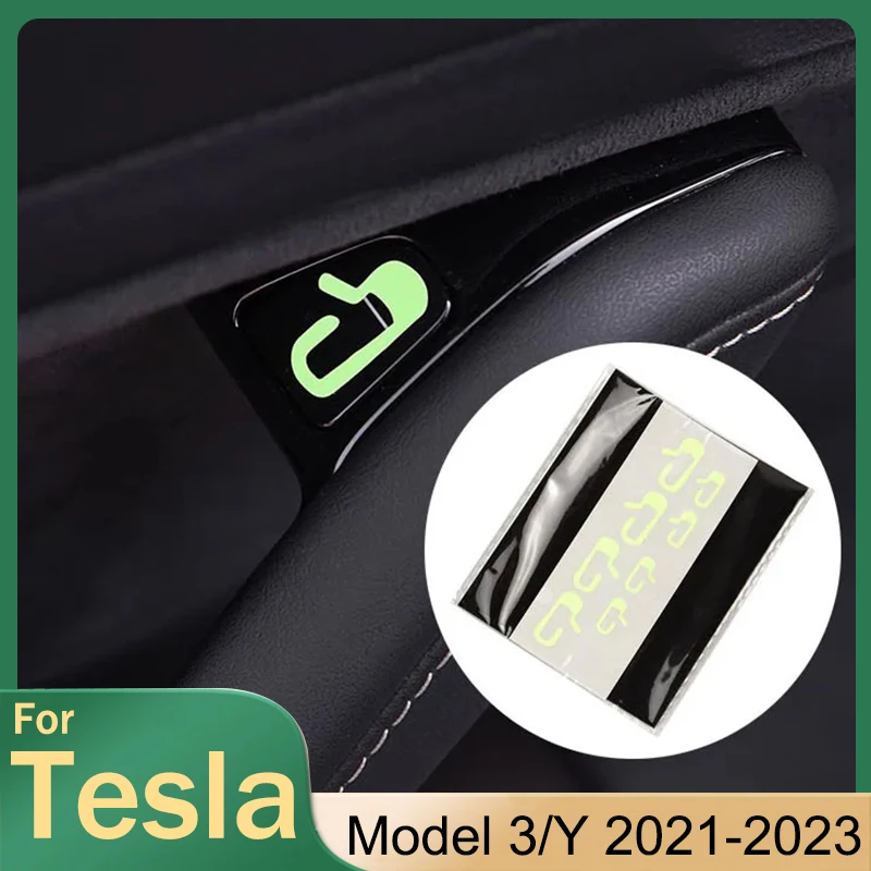 

Tesla Model 3 Y Car Door Open Exit Luminous Sticker Auto Window Lift Switch Button Panel Decals Interior Protector Parts 2017-23