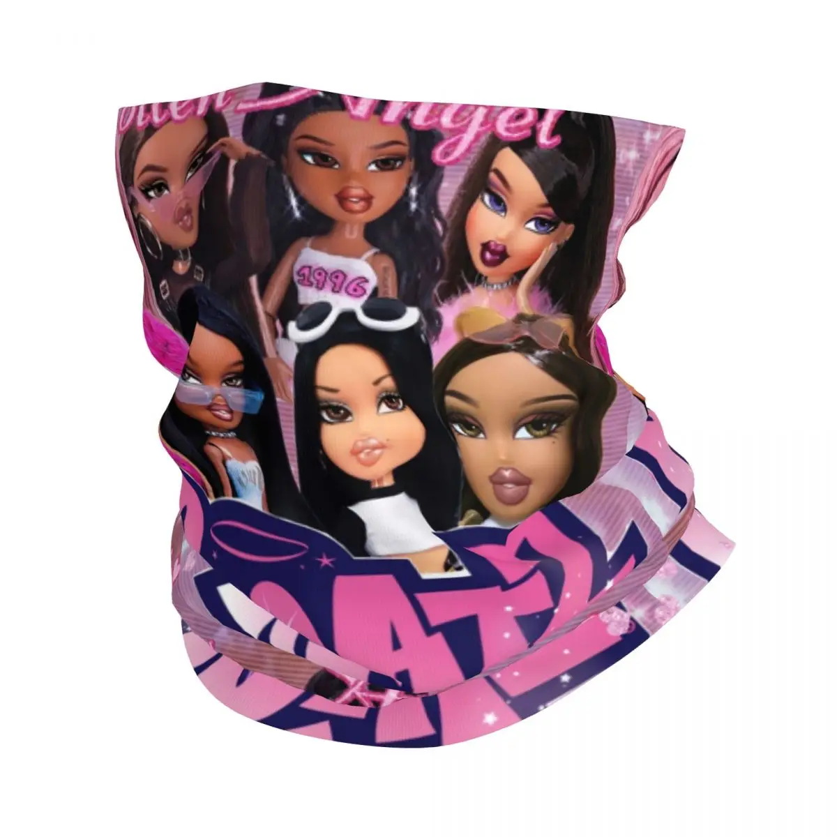 

Bratz Rock Angelz Doll Collage Bandana Neck Warmer Men Women Winter Ski Hiking Scarf Gaiter Cartoon Tv Movie Face Cover