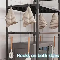 Étagère de support pour micro-ondes Durable-support de comptoir robuste pour le stockage du four, des épices et des plats avec crochets, organisateur utilitaire en plastique 6
