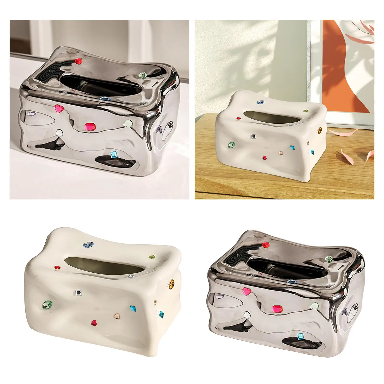 Tissue Box Cover Napkin Dispenser Facial Napkin Box Holder Facial Tissue Holder for Restaurant Desktop Bedroom Toilet Washroom 6