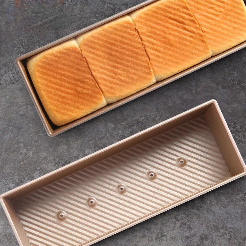 1200G golden corrugated non-stick sliced toast bread cake mould with lid toast bread mould