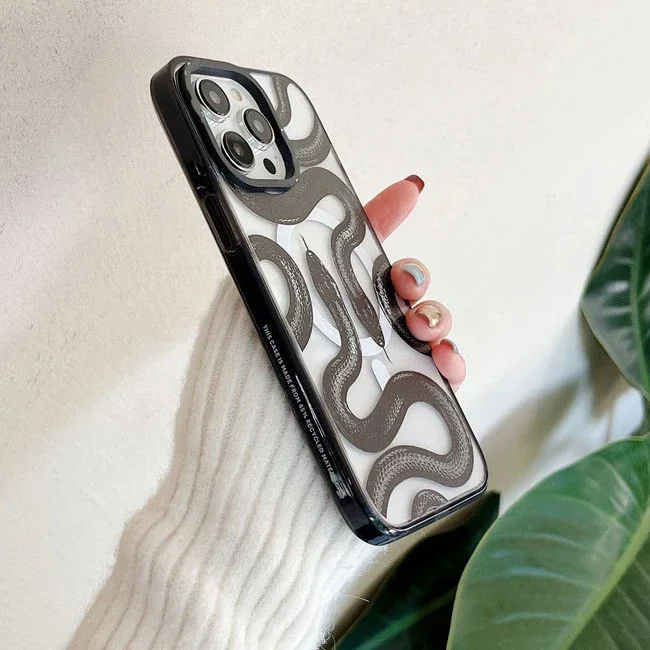 MagSafe Acrylic Snake Phone Case Cover for IPhone 11 12 13 14 15 Pro Max Case for IPhone 15 Pro Max