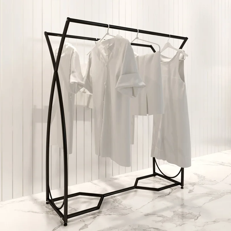 

GY Clothing Store Zhongdao Display Stand Double Row Hanging Clothes Rack Iron Floor Type Side Hanging Display Stand