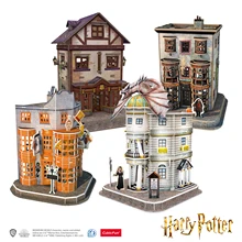 CubicFun puzzle 3D Harry Potter pokątna aleja 4 w 1 zestaw weasleys #039 wizard wrenges Gringotts Wizarding Bank 274 sztuk zestawy modeli Toy tanie tanio 7-12y 12 + y 18 + CN (pochodzenie) Unisex Papier 3D PUZZLE Budowa DS1009h
