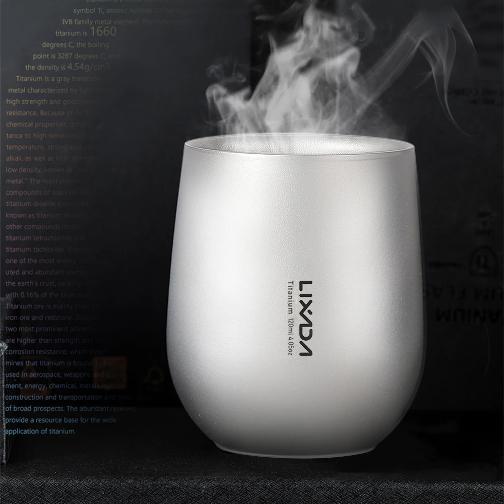 Lixada 255ml 초경량 티타늄 이중벽 단열 물컵 차컵 머그컵 야외 캠핑 하이킹 백패킹 가정 사무실용