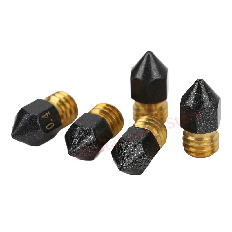 

3D Printer MK8/E3D V5 V6 Extruder Hot End Nozzles, 5Pcs 0.4mm Brass PTFE Nozzle Coating Non Stick M6 for 1.75mm Filament