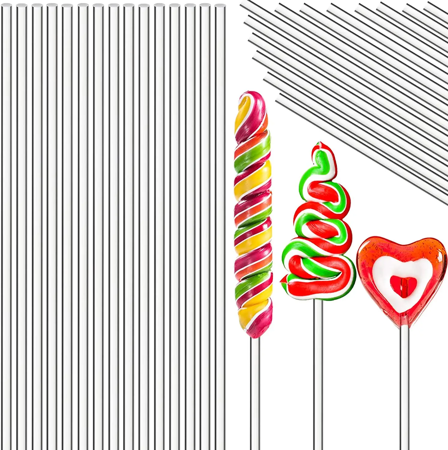 100Pieces Acrylic Lollipop Sticks Clear Reusable Cake Pops Stick for Making Candy Cupcake Toppers Dessert Chocolate Baking Tool