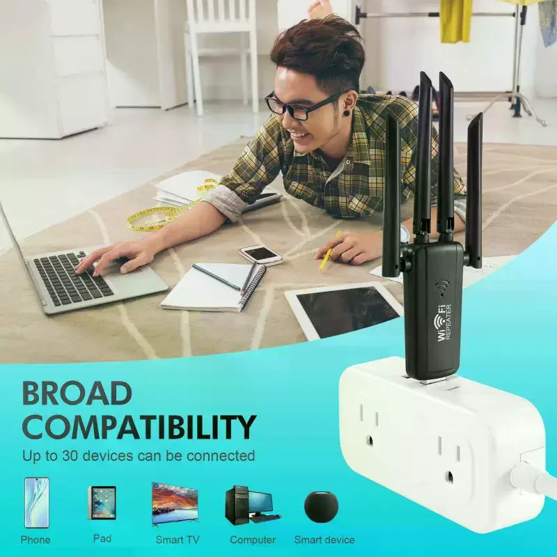 2.4G 300Mbps USB 무선 와이파이 리피터 4 안테나 와이파이 신호 증폭기..
