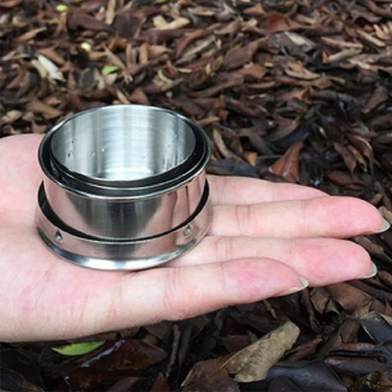 Stainless Steel Travel Carry-On Outdoor Wine Glass Portable Telescopic Water Cup Folding Wine Teacup Large Small And Medium-Size folding cup