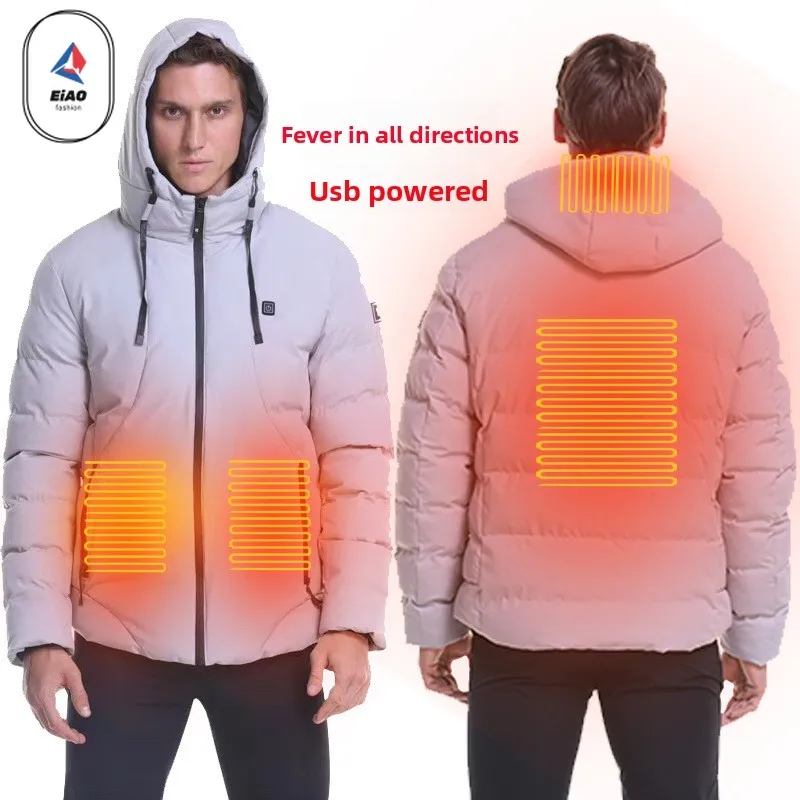 Eiao 2025 new ​USB Heated Jacket for Men Winter Large Size Graphene Smart Heating Thermal Windproof Outdoor Ski Camping​